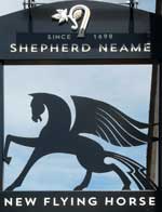The pub sign. New Flying Horse, Wye, Kent