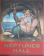 The pub sign. Neptunes Hall, Broadstairs, Kent