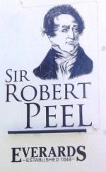 The pub sign. Sir Robert Peel, Leicester, Leicestershire