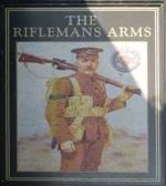 The pub sign. The Riflemans Arms, Kendal, Cumbria