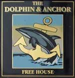 The pub sign. The Dolphin & Anchor, Chichester, West Sussex