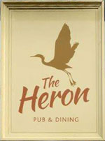 The pub sign. The Heron, Stowbridge, Norfolk