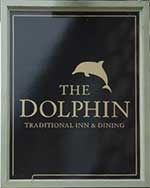 The pub sign. Dolphin Inn, Thetford, Norfolk