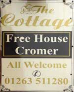 The pub sign. Cottage, Cromer, Norfolk