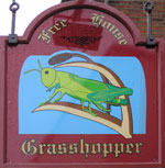 The pub sign. Grasshopper on the Green, Westerham, Kent