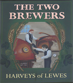 The pub sign. The Two Brewers, Hadlow, Kent