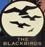 The pub sign. The Blackbirds, Hertford, Hertfordshire