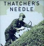 The pub sign. Thatcher's Needle, Diss, Norfolk