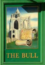 The pub sign. The Bull, Market Deeping, Lincolnshire