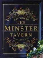 The pub sign. Minster Tavern, Ely, Cambridgeshire