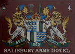 The pub sign. Salisbury Arms Hotel, Hertford, Hertfordshire