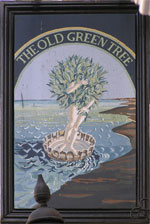 The pub sign. The Old Green Tree, Bath, Somerset