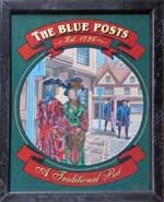 The pub sign. The Blue Posts (Kingly St.), Soho, Central London