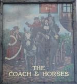 The pub sign. The Coach & Horses, Soho, Central London