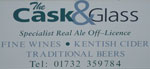 The pub sign. Cask & Glass, Tonbridge, Kent