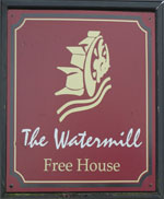 The pub sign. The Watermill, Lelant Downs, Cornwall