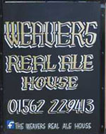 The pub sign. The Weavers Real Ale House, Kidderminster, Worcestershire