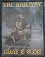 The pub sign. The Railway, Billericay, Essex