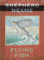 The pub sign. Flying Fish, Denton, East Sussex