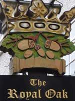 The pub sign. Royal Oak, Chesterfield, Derbyshire