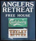 The pub sign. Anglers Retreat, Wintersett, West Yorkshire