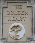 The pub sign. The Golden Heart, Spitalfields, Central London