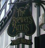 The pub sign. The Brewers Arms, Lewes, East Sussex