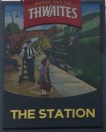 The pub sign. Station, Blackburn, Lancashire