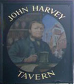 The pub sign. John Harvey Tavern, Lewes, East Sussex
