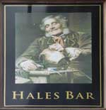The pub sign. Hales Bar, Harrogate, North Yorkshire