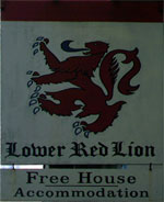 The pub sign. Lower Red Lion, St Albans, Hertfordshire