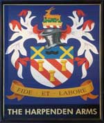 The pub sign. Harpenden Arms, Harpenden, Hertfordshire