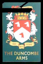 The pub sign. Duncombe Arms, Hertford, Hertfordshire