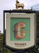 The pub sign. The Crown Tavern, Lee, Greater London