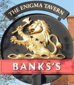 The pub sign. The Enigma Tavern, Bletchley, Buckinghamshire