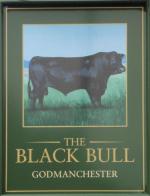 The pub sign. Black Bull, Godmanchester, Cambridgeshire