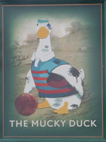The pub sign. The Mucky Duck, Winchester, Hampshire