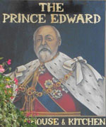 The pub sign. Prince Edward, Bayswater, Central London