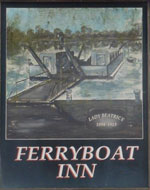 The pub sign. Ferry Boat Inn, Felixstowe Ferry, Suffolk