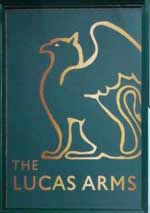 The pub sign. The Lucas Arms, King's Cross / St Pancras, Central London