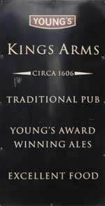 The pub sign. The Kings Arms, Oxford, Oxfordshire