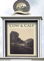 The pub sign. The Cow & Calf, Ilkley, West Yorkshire
