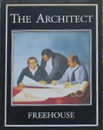 The pub sign. The Architect, Chester, Cheshire