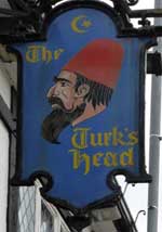 The pub sign. Turks Head, Retford, Nottinghamshire