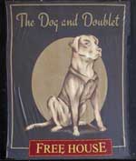The pub sign. The Dog and Doublet, Wolverhampton, West Midlands