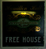 The pub sign. Hamilton Hall, City, Central London