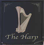 The pub sign. The Harp, Charing Cross, Central London