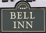 The pub sign. Bell Inn, St Nicholas-at-Wade, Kent