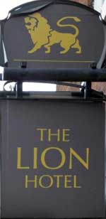 The pub sign. Lion Hotel, Shrewsbury, Shropshire