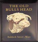 The pub sign. Old Bulls Head, Ware, Hertfordshire